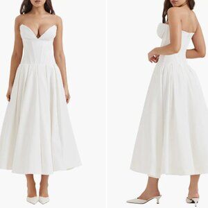 House of CB White Strapless Midi Dress